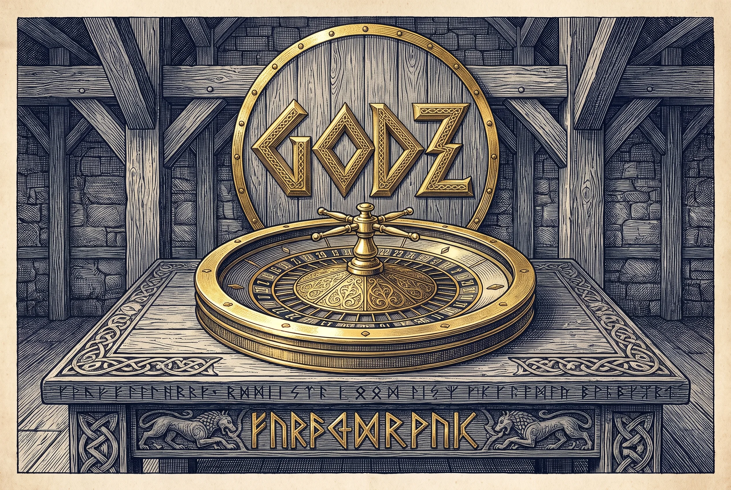 A gold-decorated live roulette table at Godz Casino